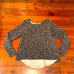 SHOBECK Black and White Cotton blend marled swing top with White Silk back, Sz M